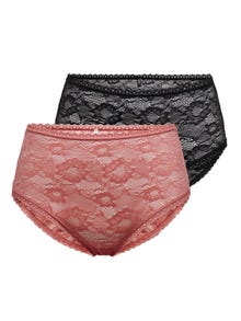 ONLY 2-pack highwaisted lace Briefs -Faded Rose - 15249413