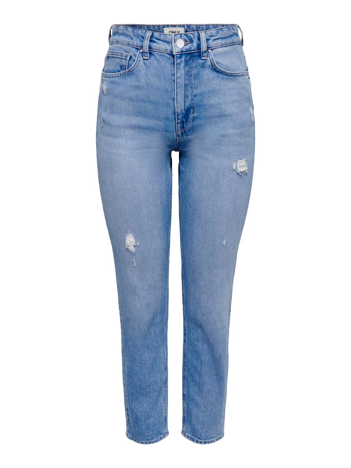 ONLY ONLEMILY HIGH WAIST STRAIGHT JEANS -Light Blue Denim - 15249500