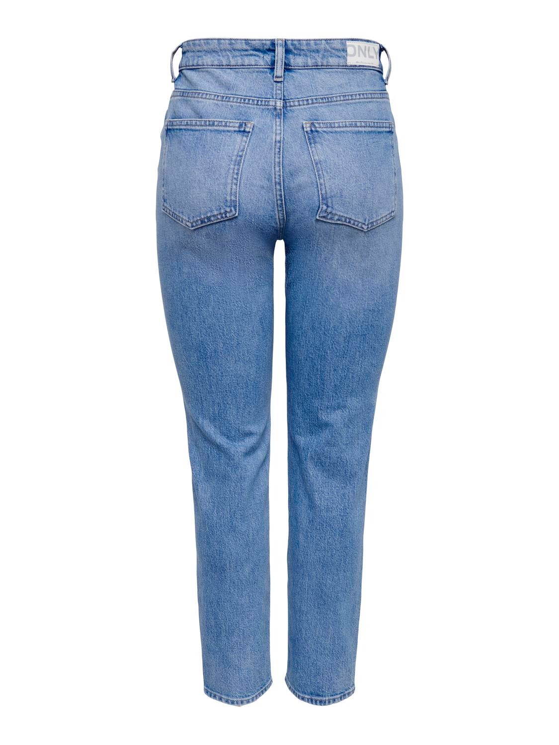 Straight Fit High waist Jeans, Light Blue