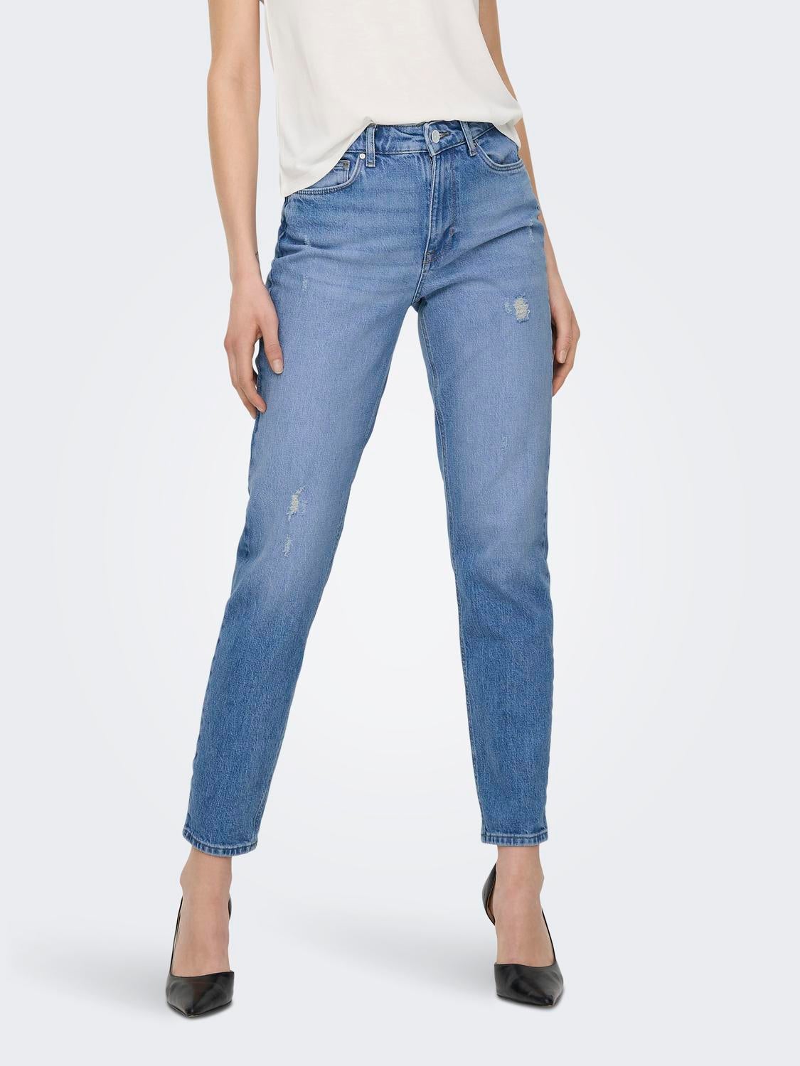 Onlemily Hohe Taille Gerade Geschnitten Jeans