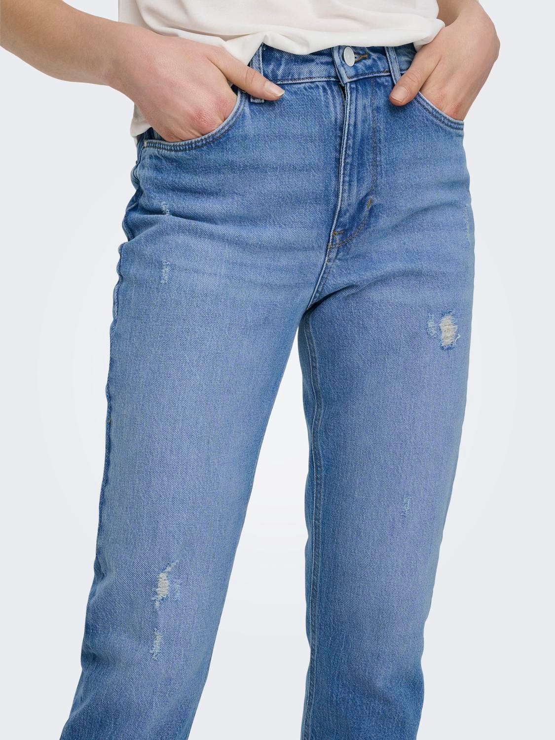 ONLY Straight Fit High waist Jeans -Light Blue Denim - 15249500