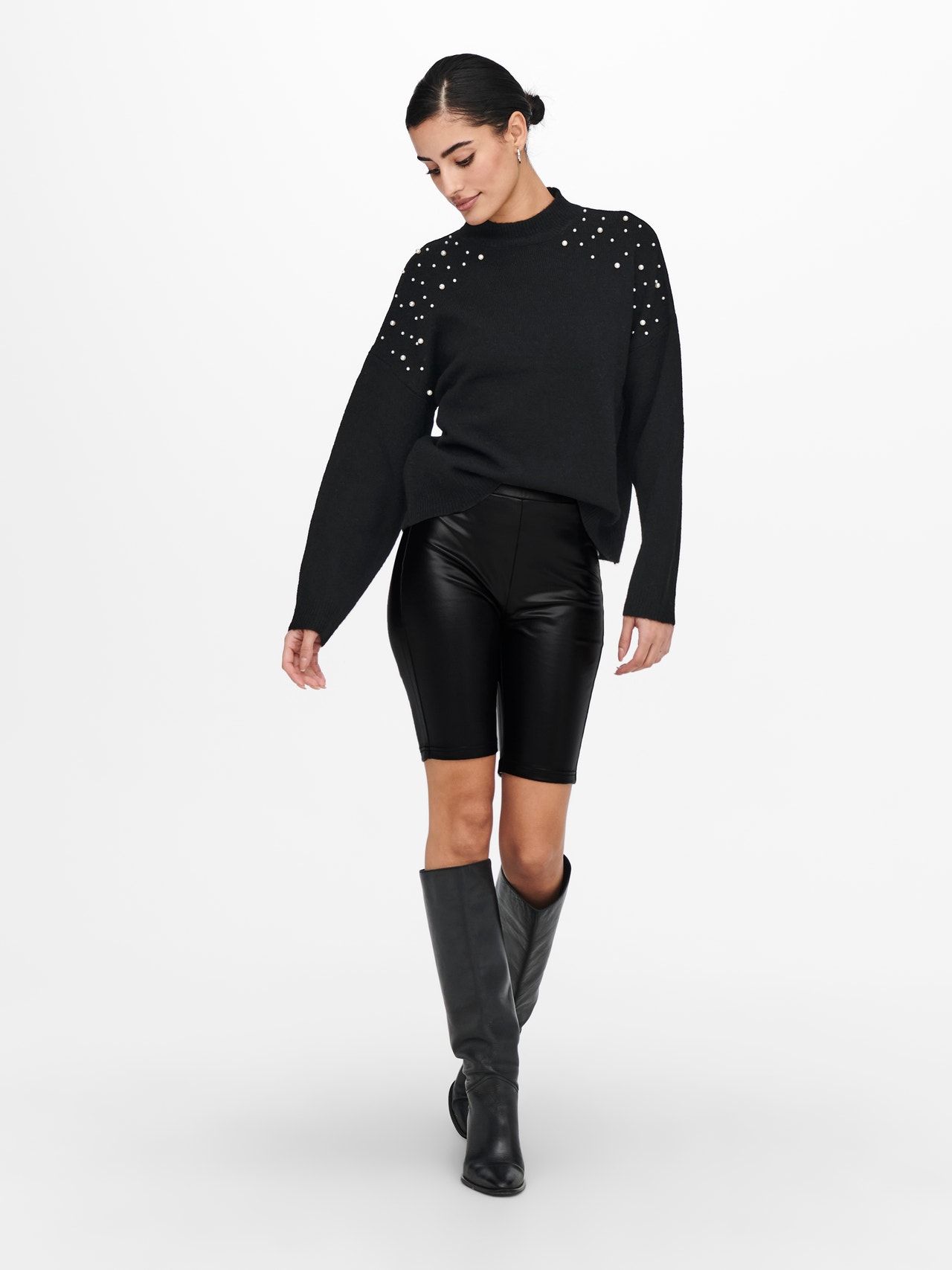 On The Daily Faux Leather Biker Short - Black