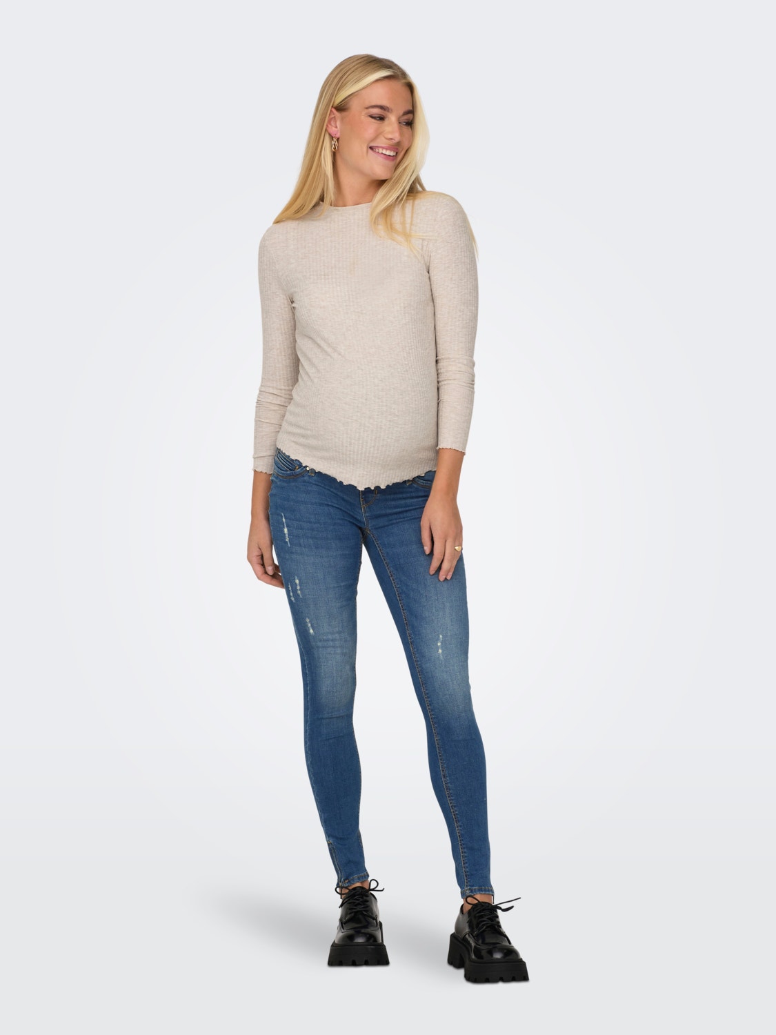 ONLY Mama high neck Top -Pumice Stone - 15249581