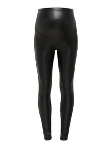 Maternity Black Coated Leather-Look Over Bump Leggings