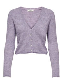 ONLY De couleur unie Cardigan en maille -Lavender Gray - 15249700