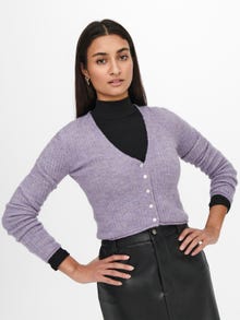 ONLY Solid Colored Knitted Cardigan -Lavender Gray - 15249700