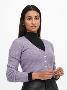 ONLY V-Neck Knit Cardigan -Lavender Gray - 15249700