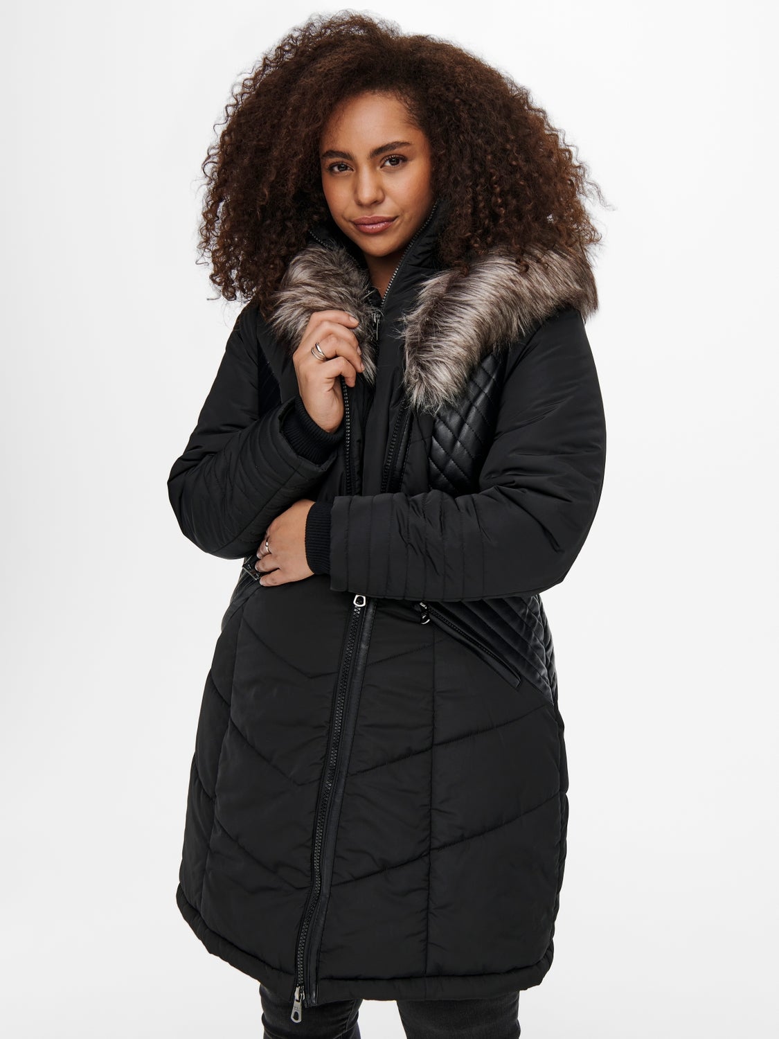 Only faux fur parka jacket online