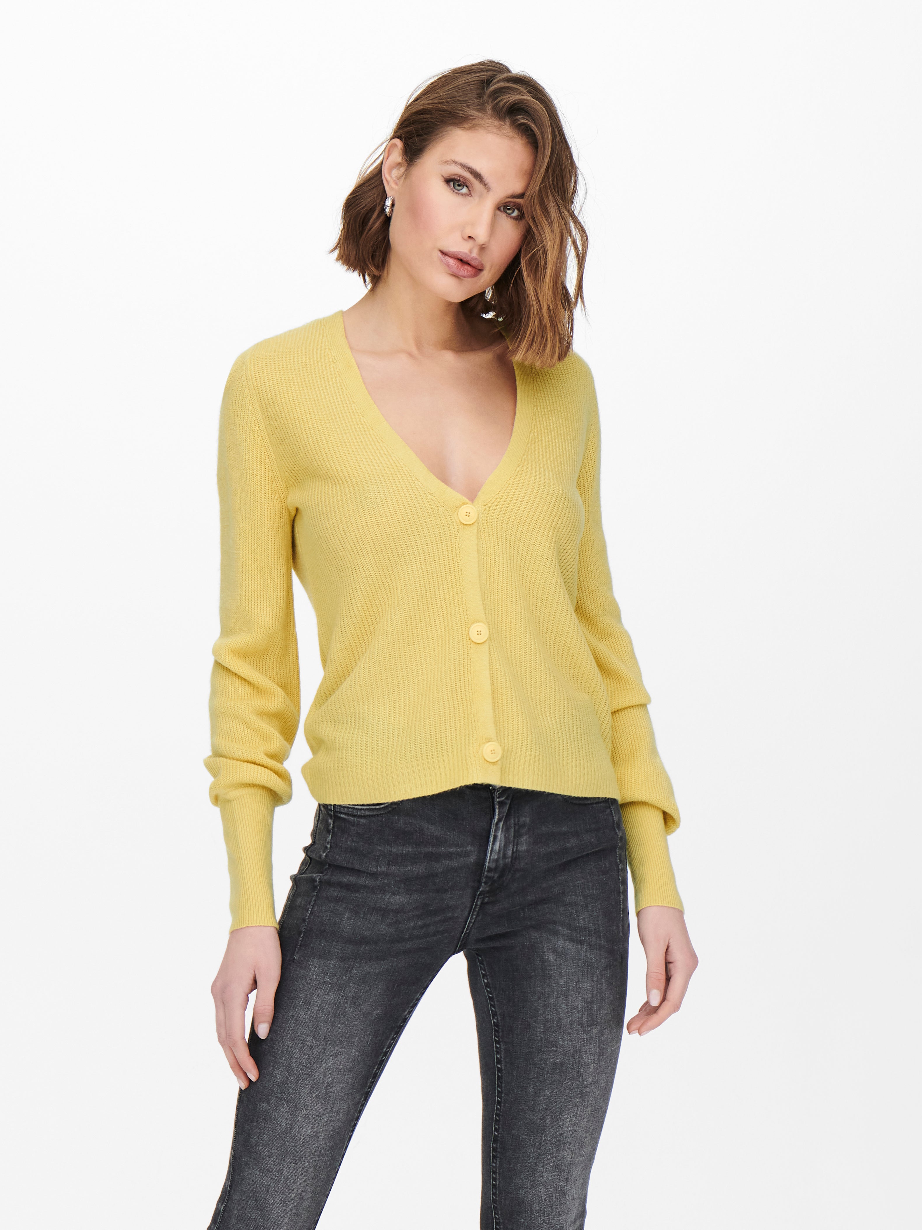 Mustard v neck clearance cardigan