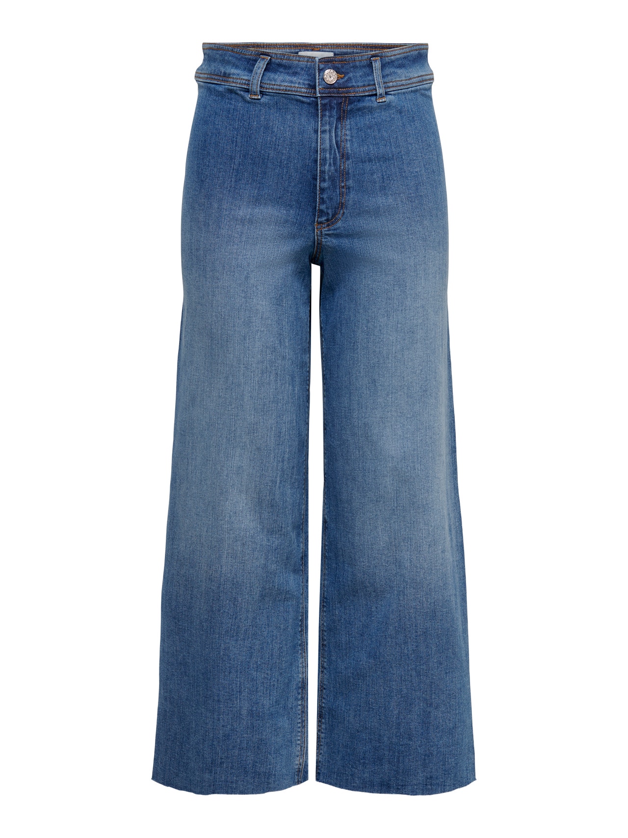 ONLY Gerade geschnitten Hohe Taille Offener Saum Jeans -Medium Blue Denim - 15249868