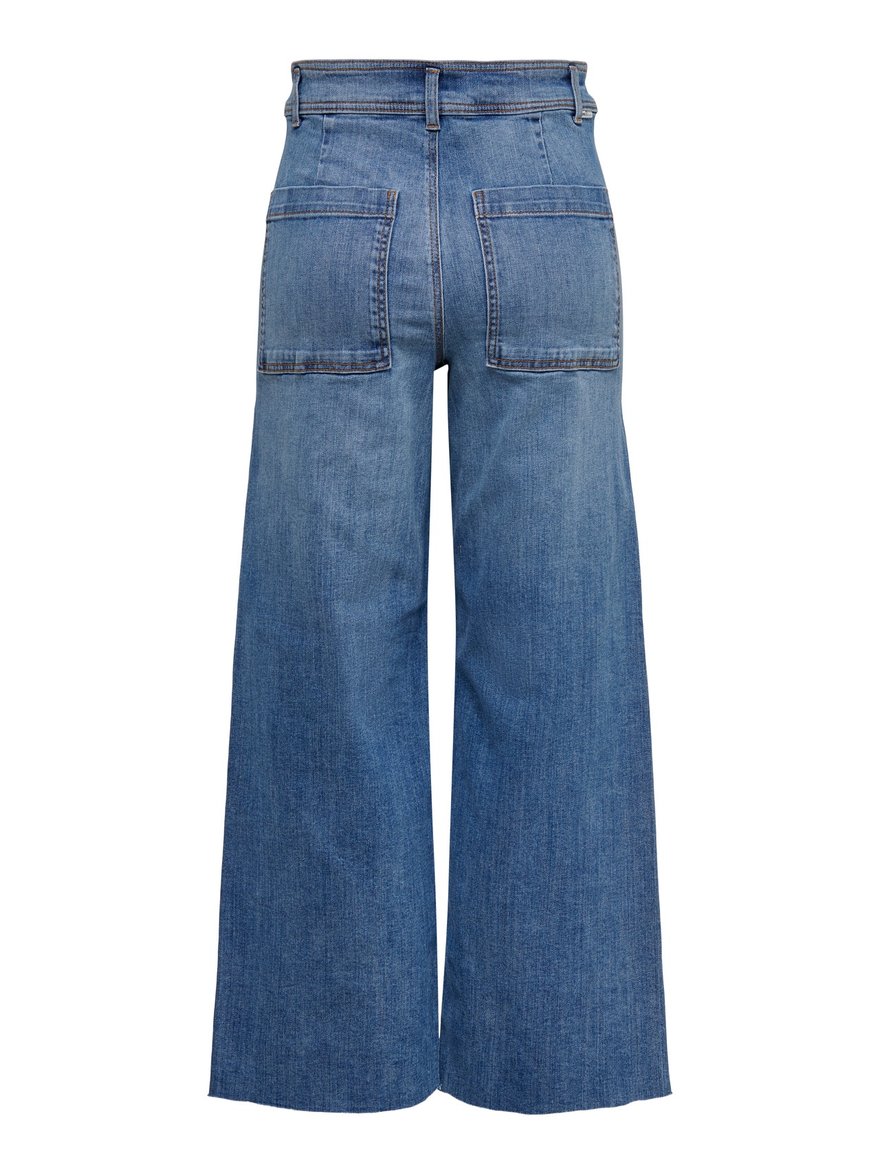 ONLY Gerade geschnitten Hohe Taille Offener Saum Jeans -Medium Blue Denim - 15249868