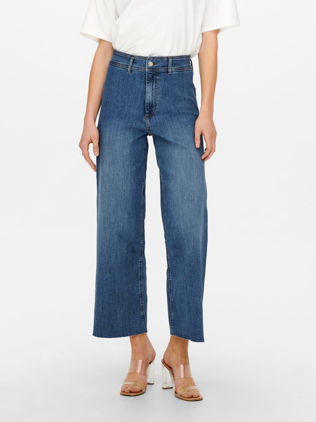 ONLY Straight Fit High waist Cut-off hems Jeans - 15249868