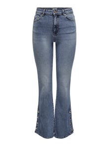 ONLY Jeans Slim Fit Taille haute Fentes latérales -Light Blue Denim - 15250035