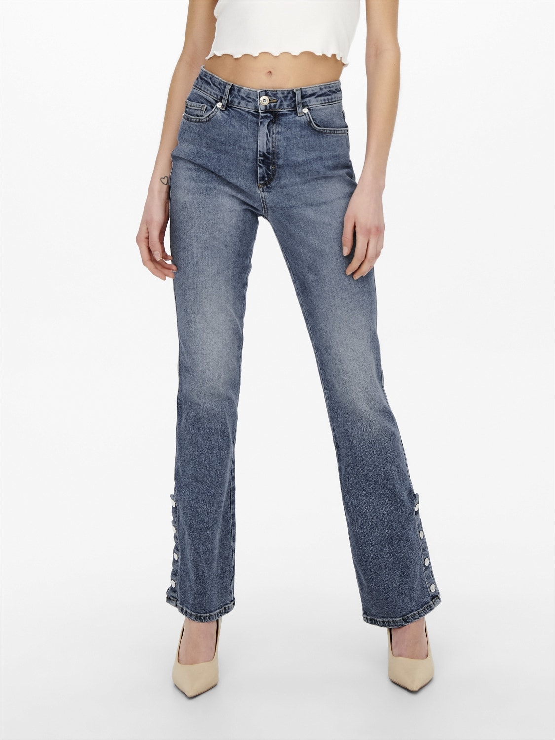ONLY ONLHailey High Waist Slit Flared Jeans -Light Blue Denim - 15250035