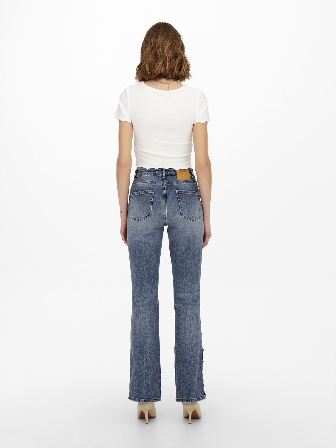 ONLY ONLHailey life high-waist slit Flared Jeans -Light Blue Denim - 15250035