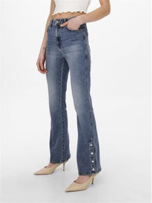 ONLY Jeans Slim Fit Taille haute Fentes latérales -Light Blue Denim - 15250035