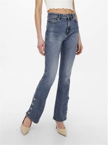 ONLY Slim Fit Hohe Taille Seitenschlitze Jeans -Light Blue Denim - 15250035