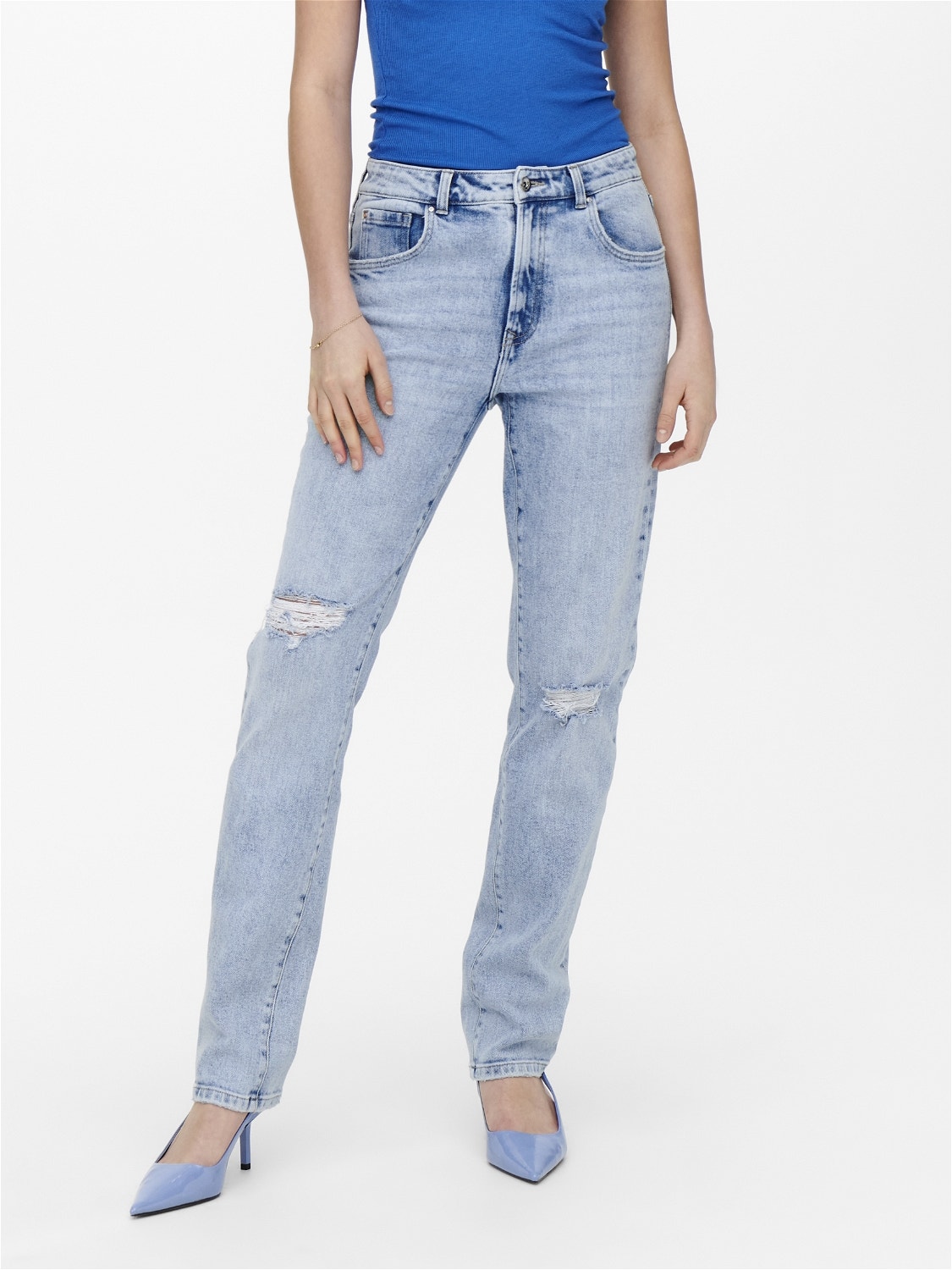 ONLY ONLScarlett life talle alto al tobillo Jeans straight fit -Light Blue Denim - 15250065