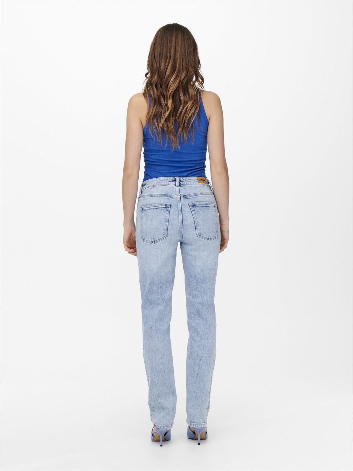 ONLY Slim Fit High waist Destroyed hems Jeans -Light Blue Denim - 15250065