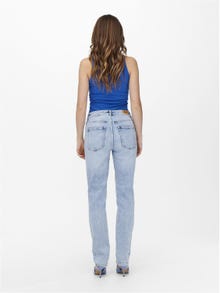 ONLY Slim Fit Hohe Taille Offener Saum Jeans -Light Blue Denim - 15250065
