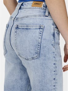 ONLY Jeans Slim Fit Taille haute Ourlé destroy -Light Blue Denim - 15250065