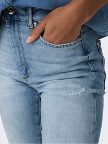 ONLY ONLICONIC High Waist Skinny ANKLE DESTROYED Jeans -Light Medium Blue Denim - 15250149