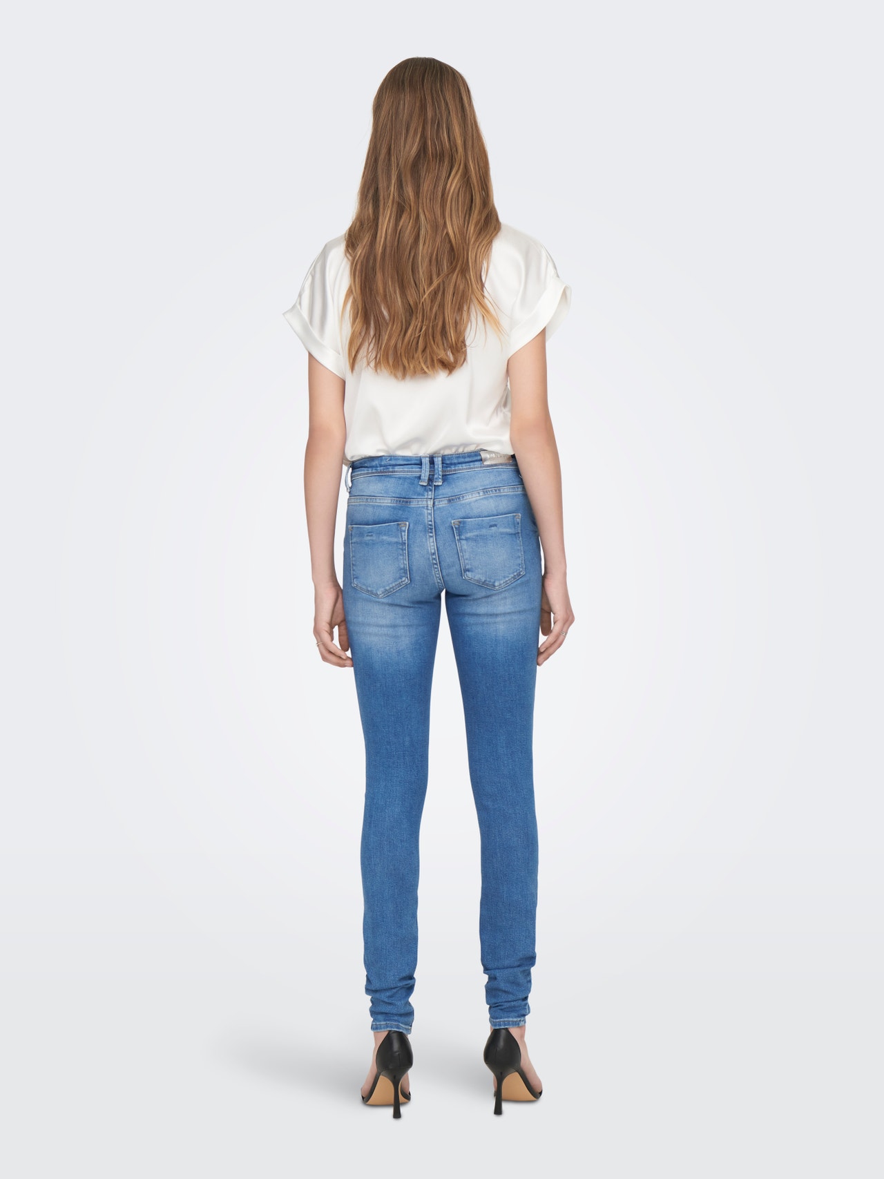 ONLY Skinny fit Mid waist Jeans -Light Medium Blue Denim - 15250160