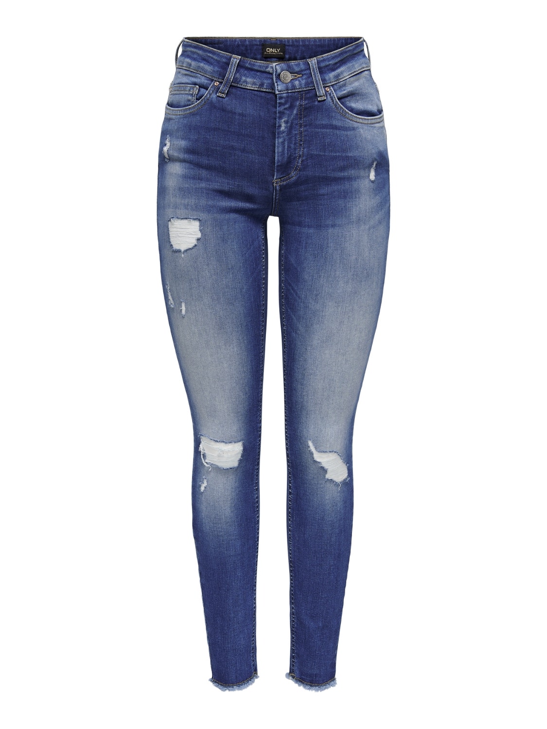ONLY Skinny fit Mid waist Versleten zoom Jeans -Medium Blue Denim - 15250169
