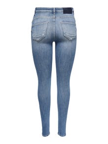ONLY Skinny Fit Middels høy midje Slitt kant Jeans -Light Medium Blue Denim - 15250324