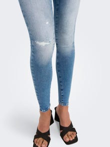 ONLY Jeans Skinny Fit Taille moyenne Ourlé destroy -Light Medium Blue Denim - 15250324