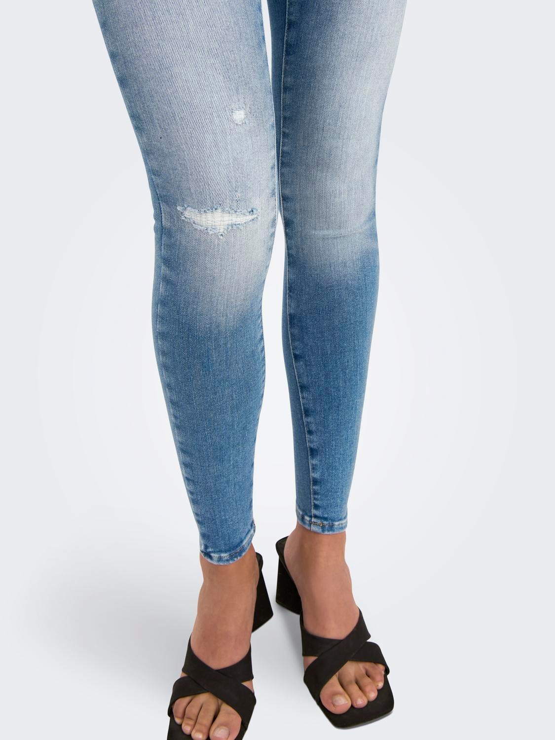 ONLY Skinny Fit Mittlere Taille Offener Saum Jeans -Light Medium Blue Denim - 15250324