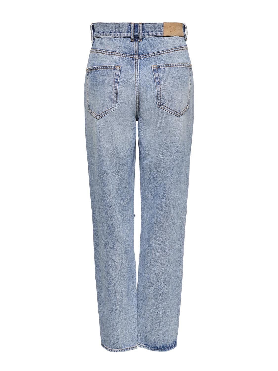 ONLY Gerade geschnitten Hohe Taille Offener Saum Jeans -Medium Blue Denim - 15250328