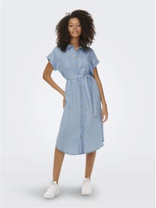 ONLY Loose fit O-hals Korte jurk -Light Blue Denim - 15250429