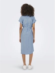 ONLY Locker geschnitten Rundhals Kurzes Kleid -Light Blue Denim - 15250429