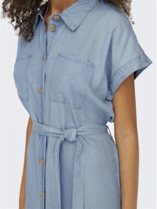 ONLY Locker geschnitten Rundhals Kurzes Kleid -Light Blue Denim - 15250429