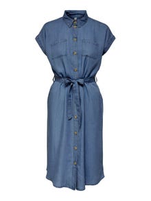 ONLY Korte mouwen Denim jurk -Dark Blue Denim - 15250429