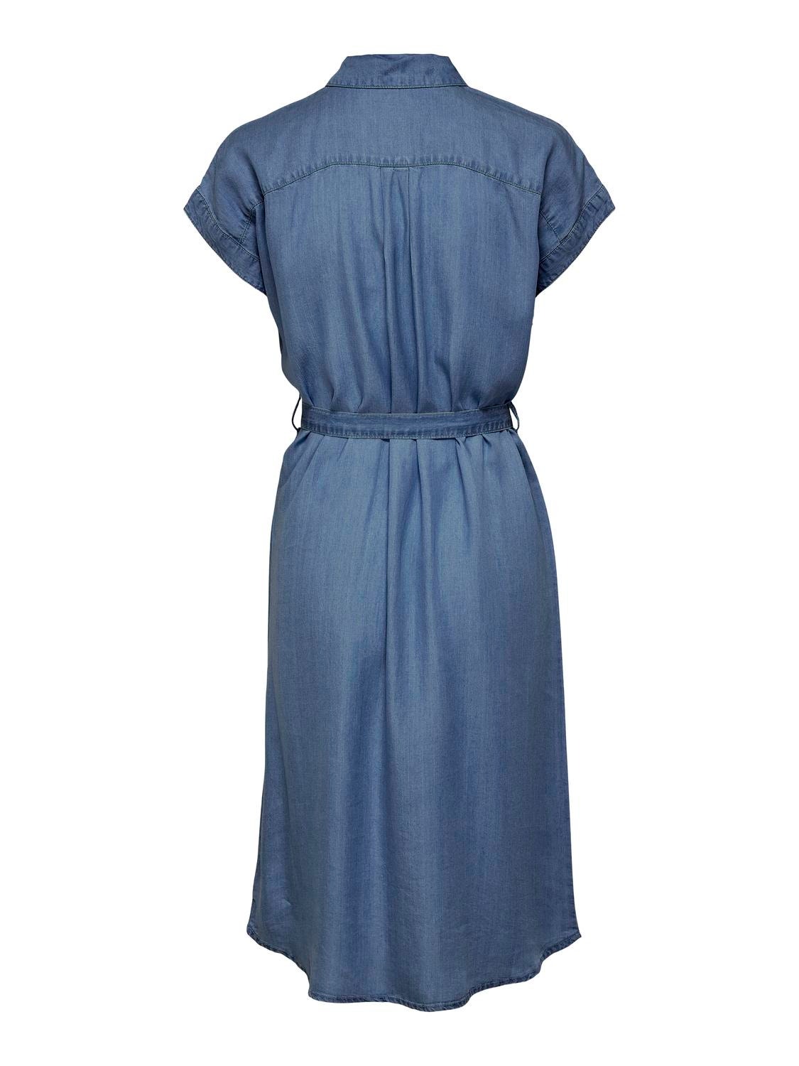 ONLY Locker geschnitten Rundhals Kurzes Kleid -Dark Blue Denim - 15250429