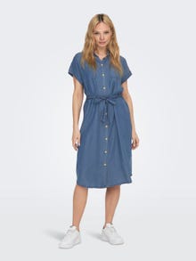 ONLY Short sleeved Denim Dress -Dark Blue Denim - 15250429