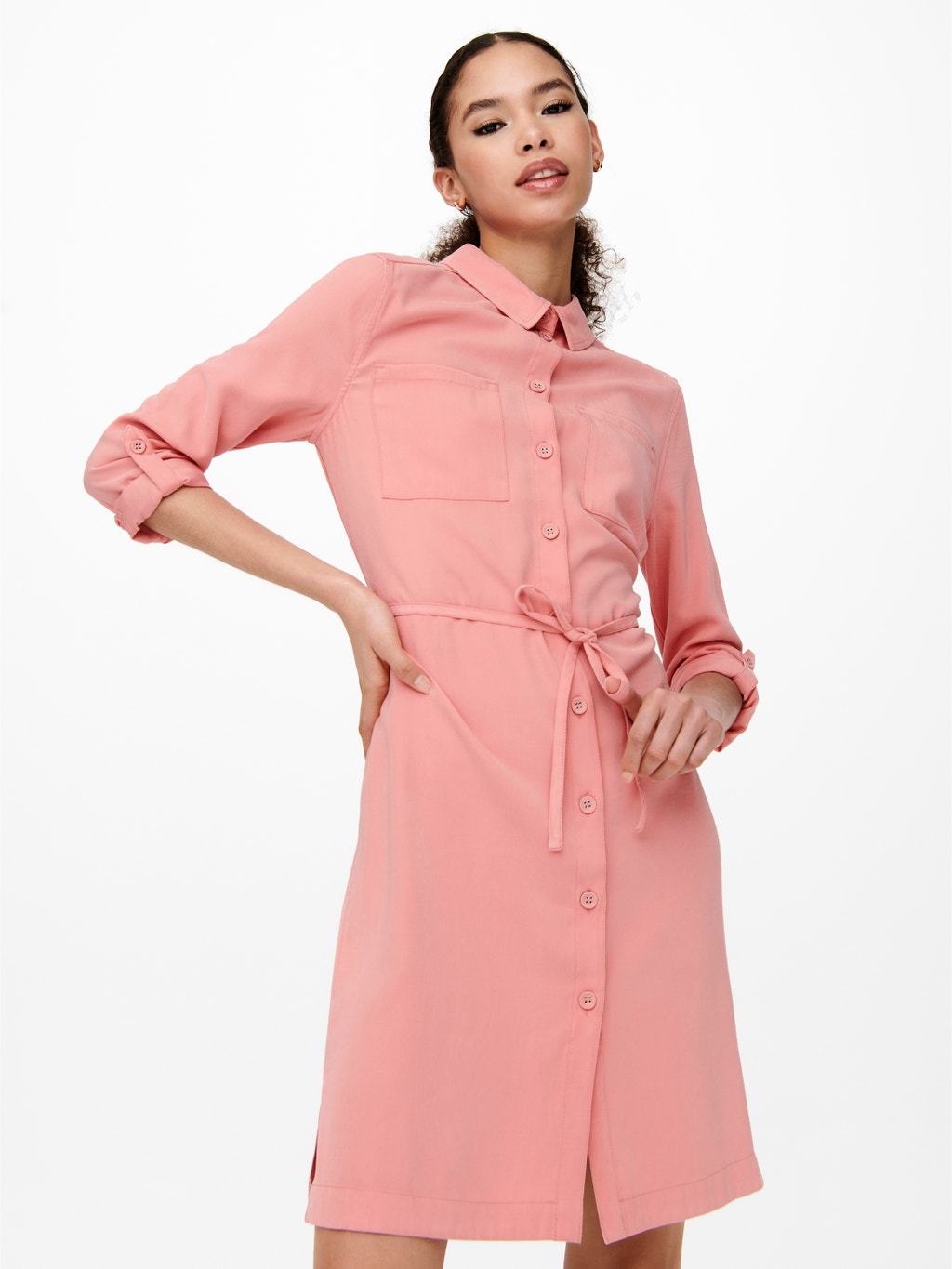 Tie belt detailed Shirt dress Medium Rose ONLY®