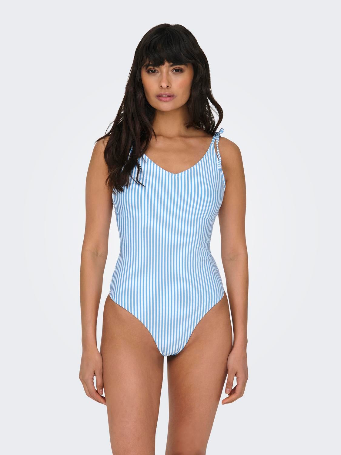 Light blue clearance striped swimsuit