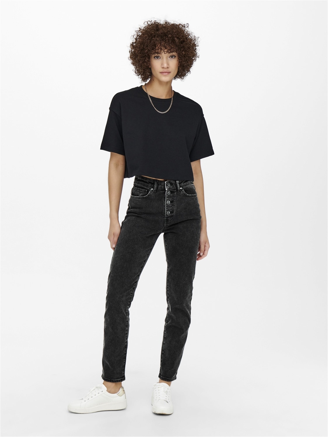 ONLY ONLEmily høy midje Straight fit jeans -Washed Black - 15250500