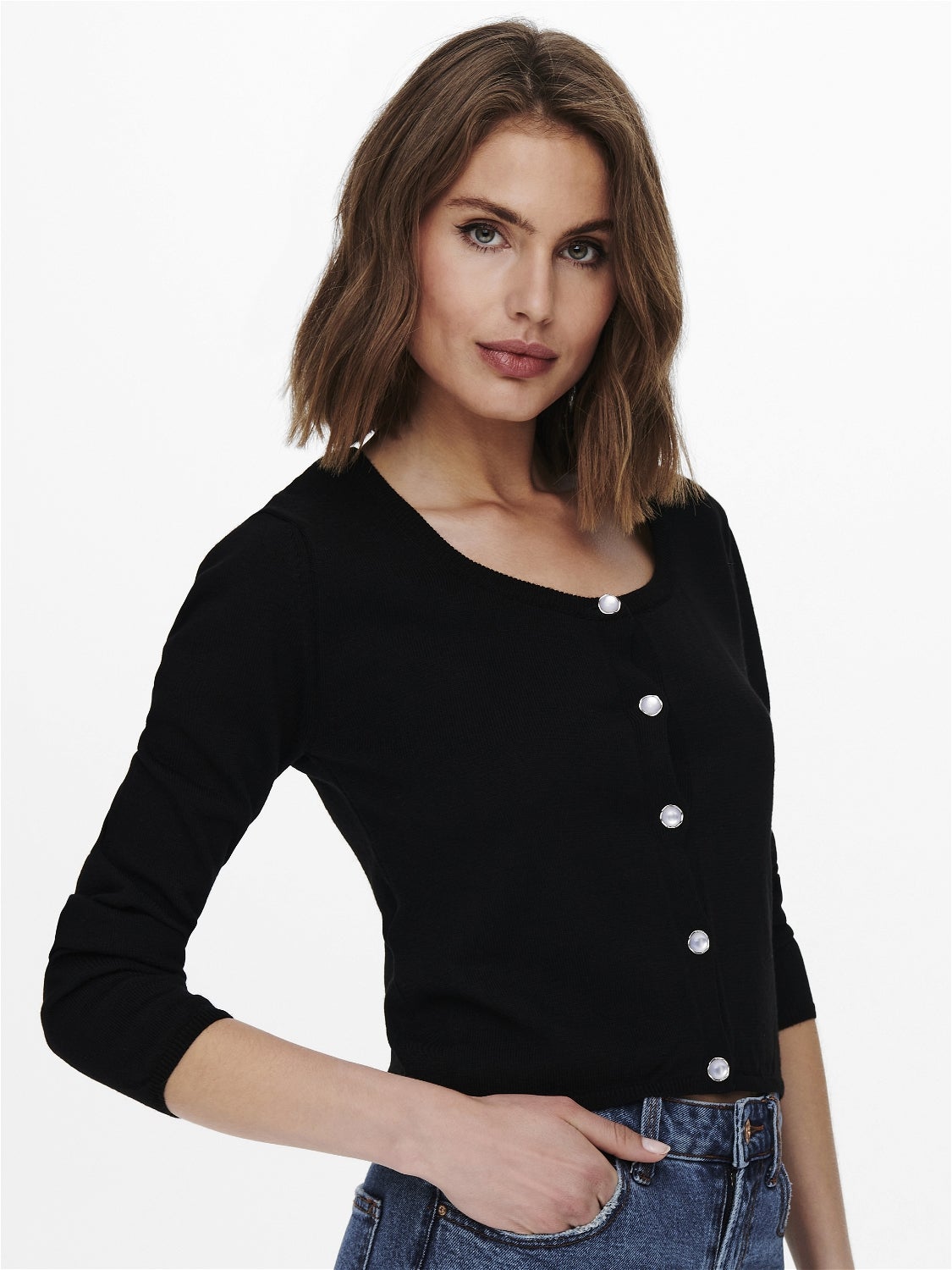 Square neck Pullover Black ONLY