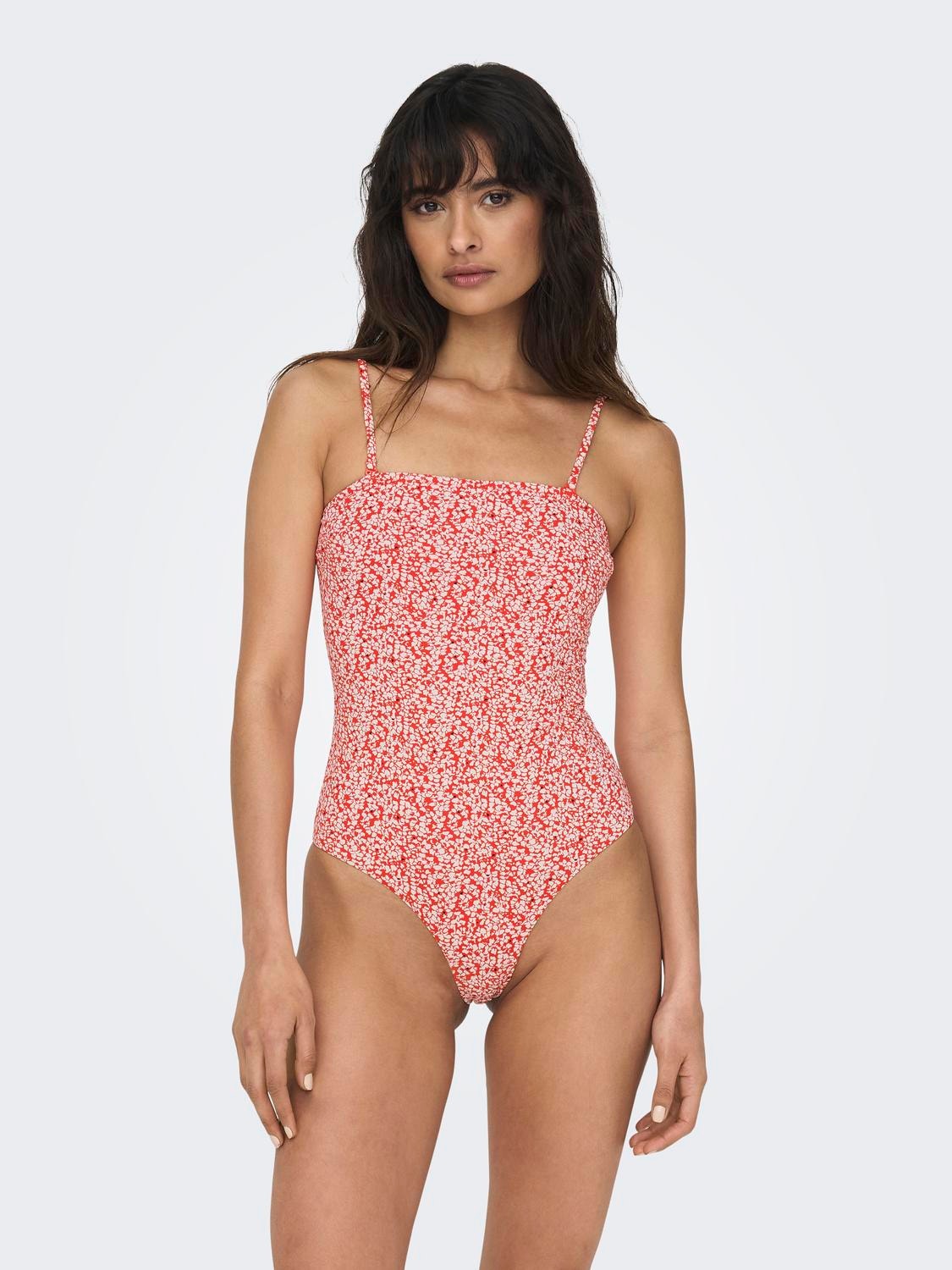 ONLY High waist Adjustable shoulder straps Swimwear -Cherry Tomato - 15250853
