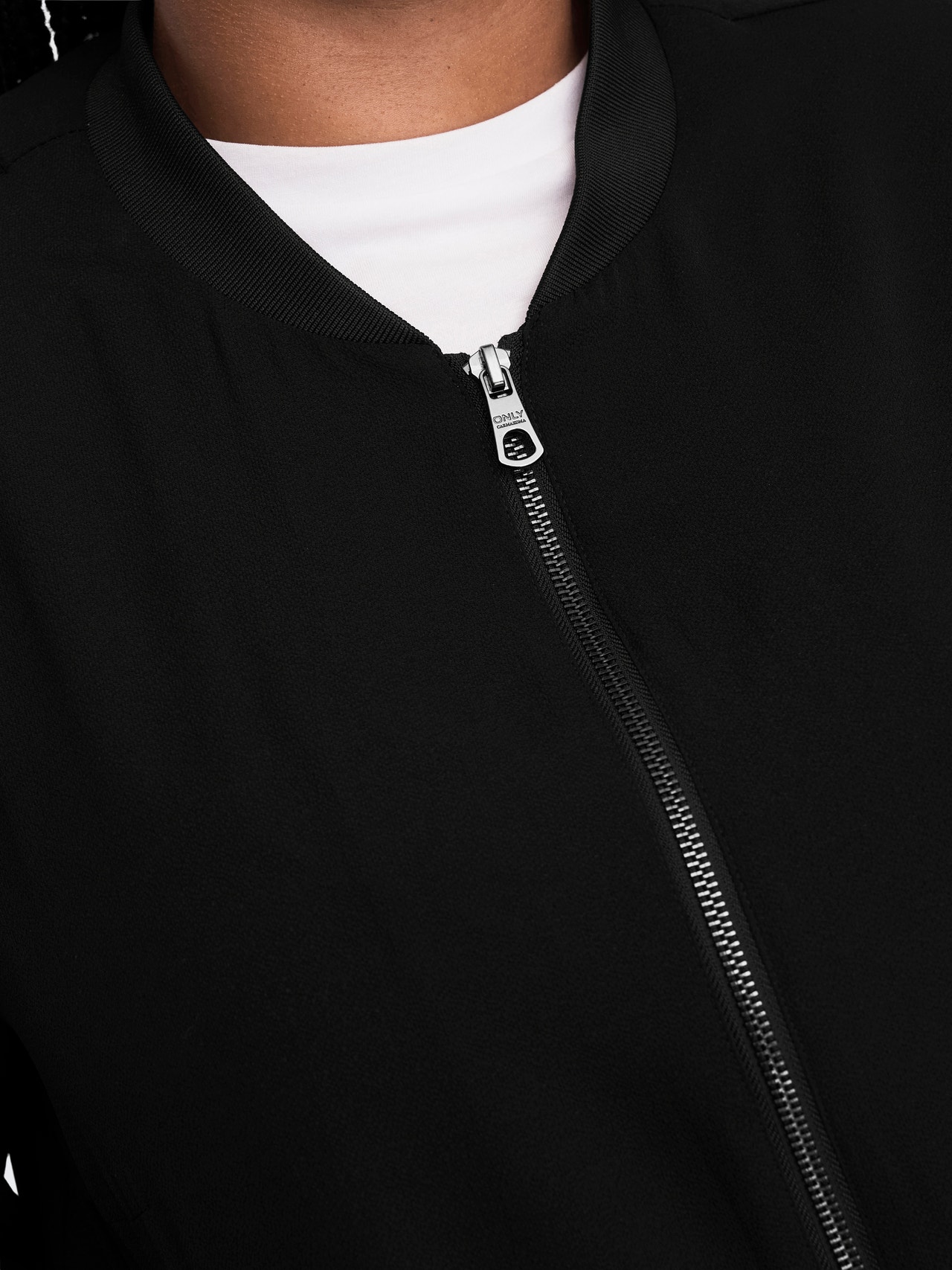 ONLY Spread collar Ribbed cuffs Otw Bomber -Black - 15250912