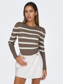 ONLY O-Neck Puff sleeves Pullover -Walnut - 15251029