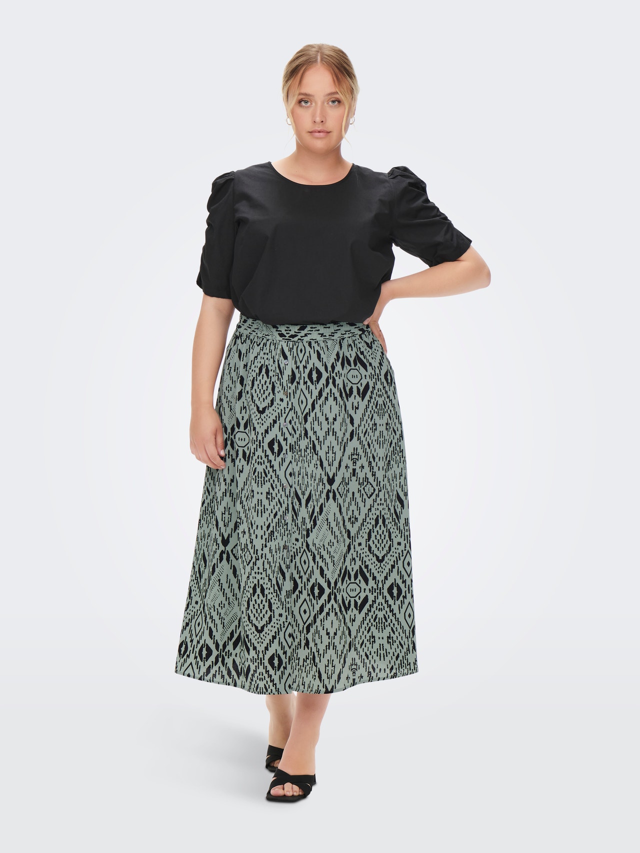 ONLY Curvy midi skirt -Chinois Green - 15251111