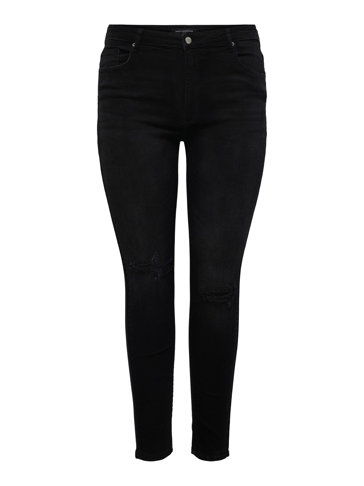 ONLY Curvy CARLaola Knee Cut high waisted skinny jeans -Black - 15251164