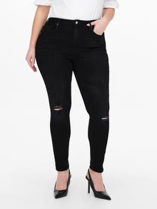 ONLY CARLaola Coupe genoux skinny jean taille haute -Black - 15251164