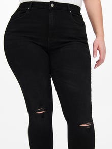 ONLY CARLaola Coupe genoux skinny jean taille haute -Black - 15251164