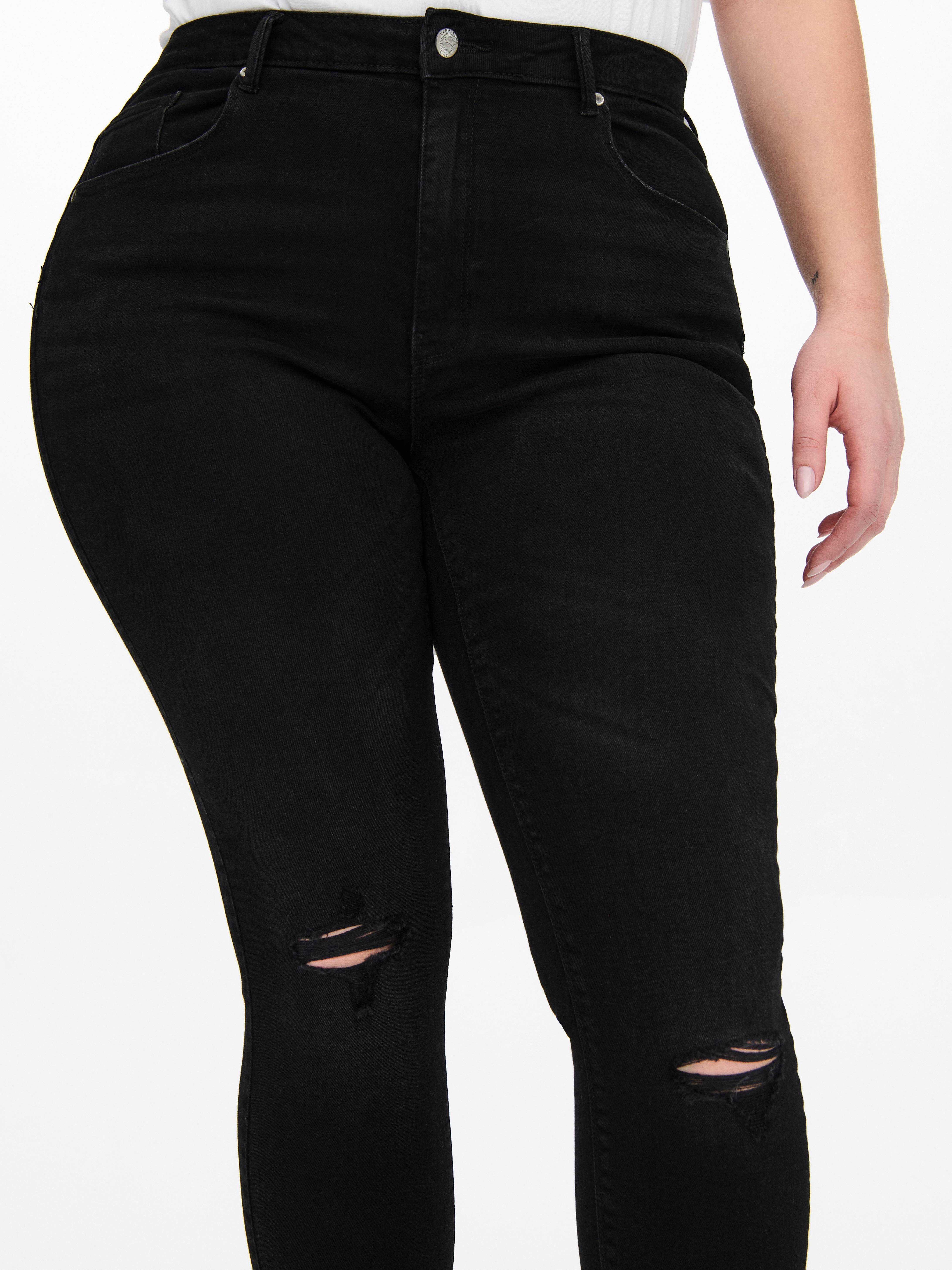 Buy Men's Authentic Jet Black Knee Cut Skinny Jeans Online | SNITCH
